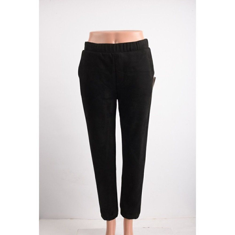 Fifteen Twenty Womens Black Faux Suede Stretch Jogger Pants US Small NWT